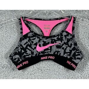 Nike Pro‎ Sports Bra Dri-Fit Camo Print Small Prink Black